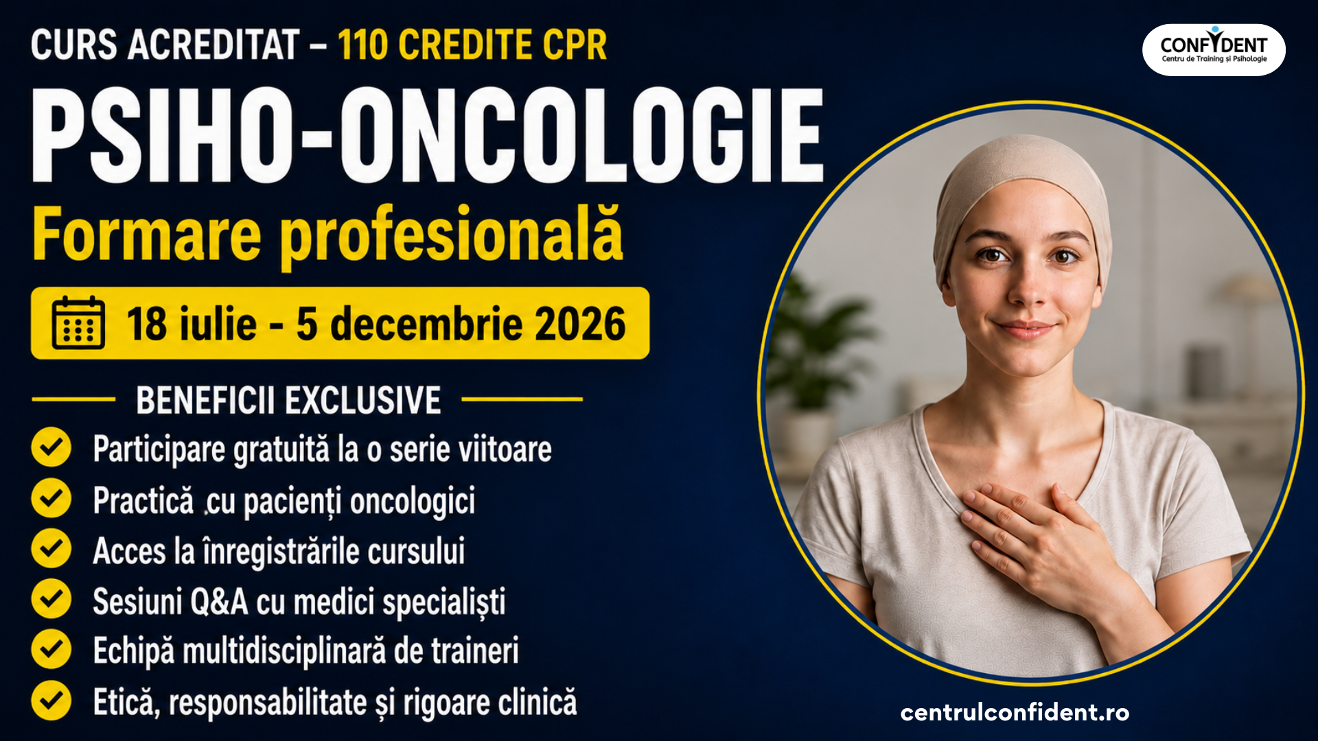 Curs 110 credite CPR - Formare profesională în PSIHO-ONCOLOGIE - ONLINE